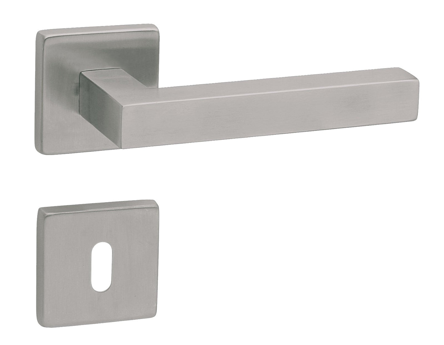 MANIGLIA INOX 'AUSTRIA' CON ROSETTA E BOCCHETTA Colore Inox satinato