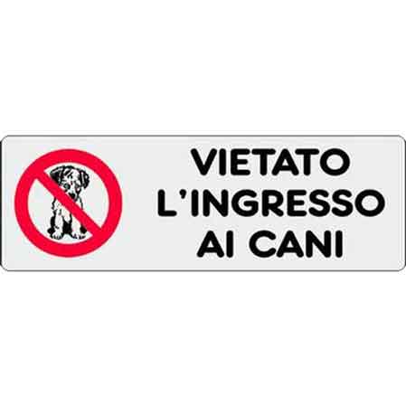 10PZ ETICHETTA 'VIETATO L'INGRESSO AI CANI' 15x5 cm