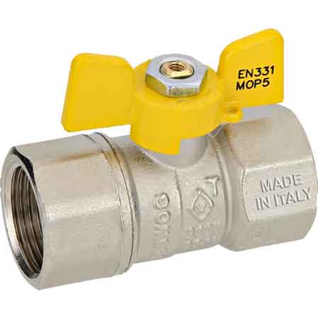 VALVOLA A SFERA PER GAS F.F. A FARFALLA 3/4"