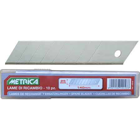 LAMA DI RICAMBIO PER CUTTER PROFESSIONALE METRICA 18x42,5x0,45 mm - Confezione 10 pezzi
