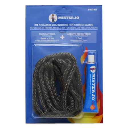 KIT RICAMBIO TRECCIA + SILICONE ALTA TEMPERATURA 60 ml - Ø 6x2,5 mt