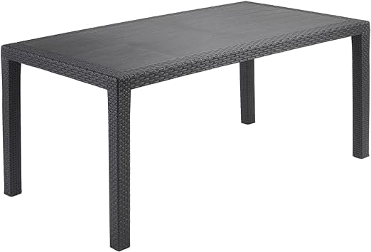 Tavolo da Giardino Interno ed Esterno in Resina Antracite cm 150x90x74h