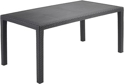 Tavolo da Giardino Interno ed Esterno in Resina Antracite cm 150x90x74h